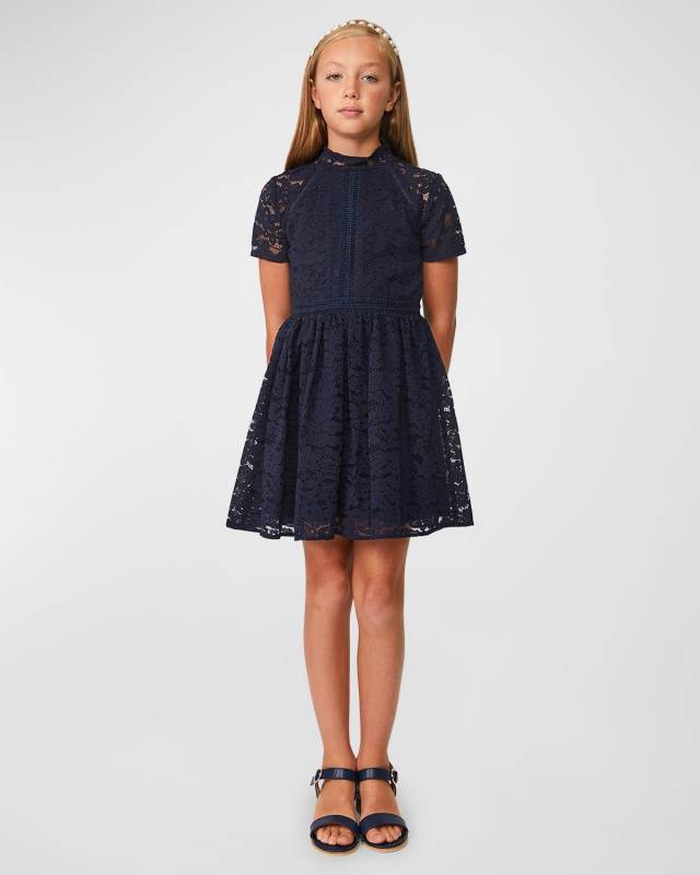 Girl's Mila Lace Layered Mini Dress, Size 7-1